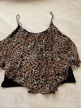 Zenobia Leopard Print Spaghetti Strap Cami - Brown & Black